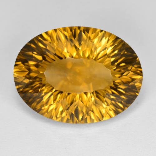 Golden Brown Smoky Quartz Gem - 16.5ct Oval Concave Cut (ID: 599829)
