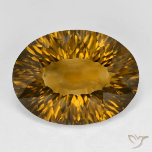 16.44ct Oval Golden Brown Smoky Quartz from Brazil, Dimension 20.1 x 15.1mm, Natural untreated Gemstone, VVS Clarity, 1pc Oval Concave Cut Smoky Quartz, Mohs Hardness of 7 suitable for daily wear jewelry, Photo A