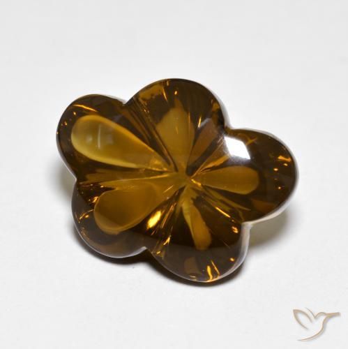 9.16ct Natural Caramel Brown Smoky Quartz, Flower Cut, Transparent