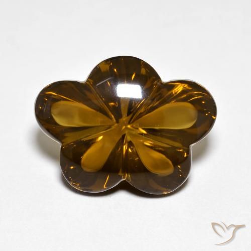 9.16 ct Brown Smoky Quartz Stone, Natural Smoky Quartz in Carved Flower Shape for Sale