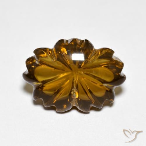 6.45ct Natural Caramel Brown Smoky Quartz, Flower Cut, Transparent