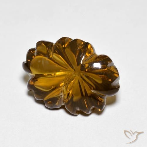 6.45 ct Brown Smoky Quartz Stone, Natural Smoky Quartz in Carved Flower Shape for Sale