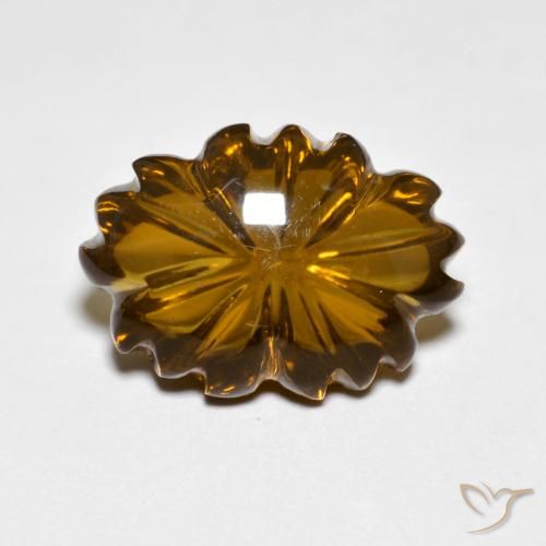 6.24ct Natural Warm Brown Smoky Quartz, Flower Cut, Transparent