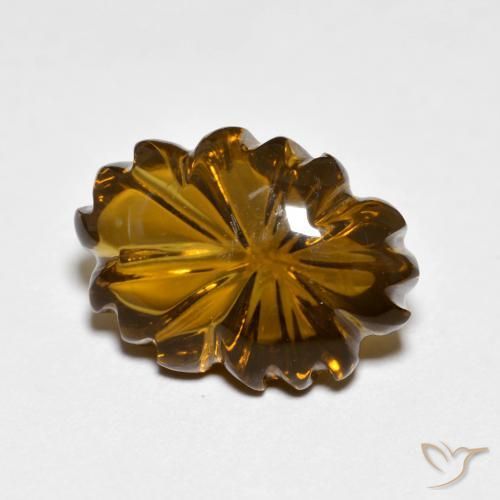 6.24 ct Brown Smoky Quartz Stone, Natural Smoky Quartz in Carved Flower Shape for Sale