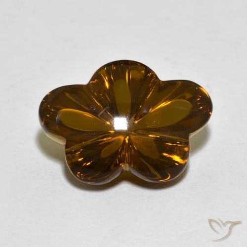 6.11ct Natural Dark Brown Smoky Quartz, Flower Cut, Transparent