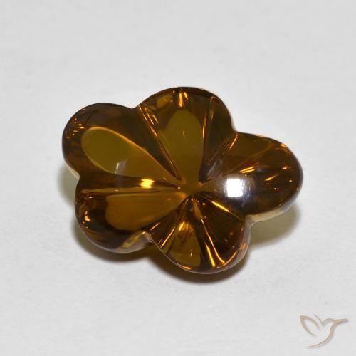 6.11 ct Brown Smoky Quartz Stone, Natural Smoky Quartz in Carved Flower Shape for Sale