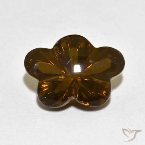 6.12ct Natural Warm Brown Smoky Quartz, Flower Cut, Transparent