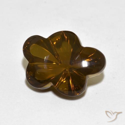 6.12 ct Brown Smoky Quartz Stone, Natural Smoky Quartz in Carved Flower Shape for Sale