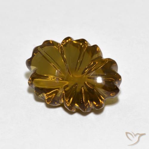 6.02 ct Brown Smoky Quartz Stone, Natural Smoky Quartz in Carved Flower Shape for Sale
