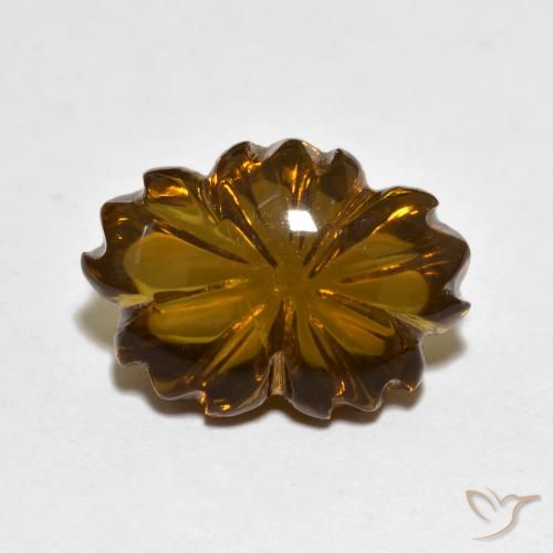 6.56ct Natural Warm Brown Smoky Quartz, Flower Cut, Transparent