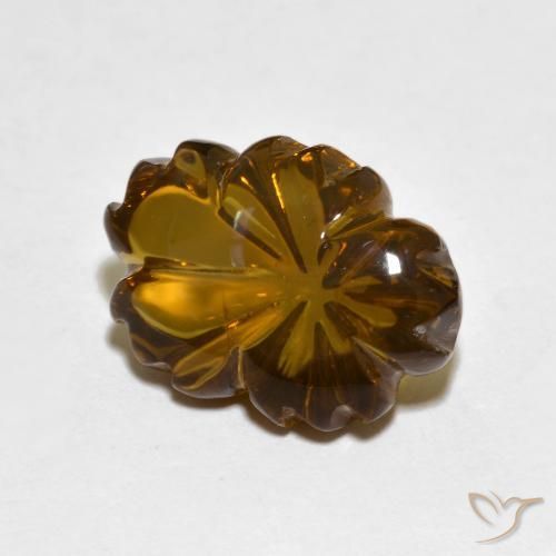 6.56 ct Brown Smoky Quartz Stone, Natural Smoky Quartz in Carved Flower Shape for Sale