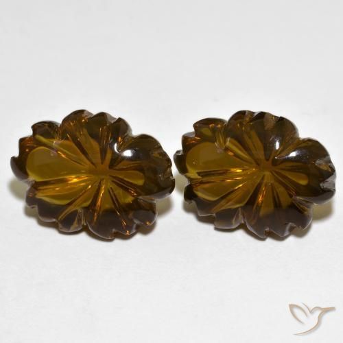 20.15 ctw Brown Smoky Quartz Stones, Natural Smoky Quartz in Carved Flower Shape for Sale