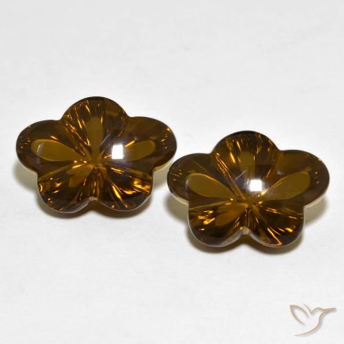12.56 ctw Brown Smoky Quartz Gemstones, Smoky Quartz Gems in Flower-Cut Shape for Sale.