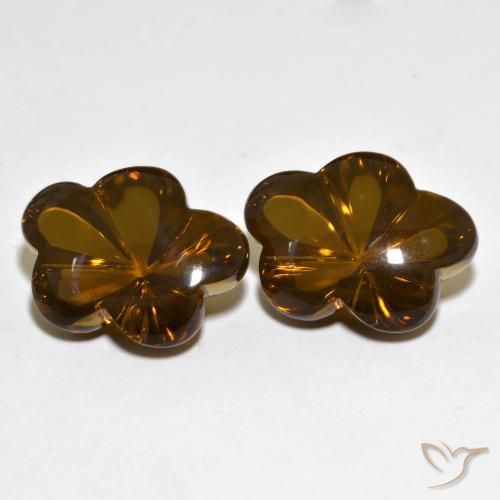 19.11 ctw Brown Smoky Quartz Stones, Natural Smoky Quartz in Flower-Cut Shape for Sale
