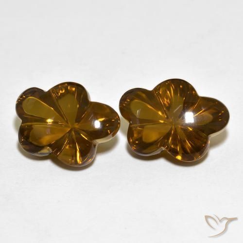 13.02 ctw Brown Smoky Quartz Stones, Natural Smoky Quartz in Flower-Cut Shape for Sale