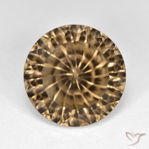 8.44ct Natural Medium-Light Brown Smoky Quartz, Round, VS