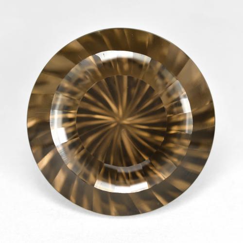 18.03ct Round Concave Cut Brown Smoky Quartz from Brazil, Dimension 18.1mm, VVS-VS Clarity, Natural untreated gemstone, 1pc Smoky Quartz in Gingerbread Brown Color, Mohs Hardness of 7 suitable for daily wear jewelry, Photo A