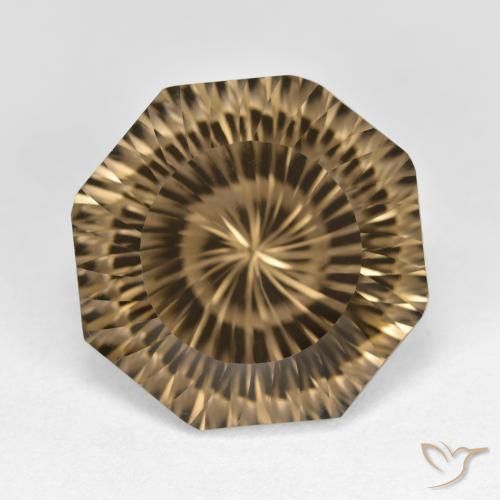 11,59 ct Rauchquarz im Achteck-Konkavschliff, 15,3 x 15,2 mm aus Brasilien, Photo A