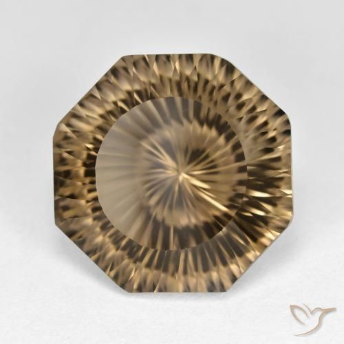 11.59 ct Brown Smoky Quartz Stone, Natural Smoky Quartz in Octagon Concave Cut Shape for Sale