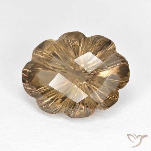 6.82ct Natural Light Earthy Brown Smoky Quartz, Flower Cut, VVS-VS