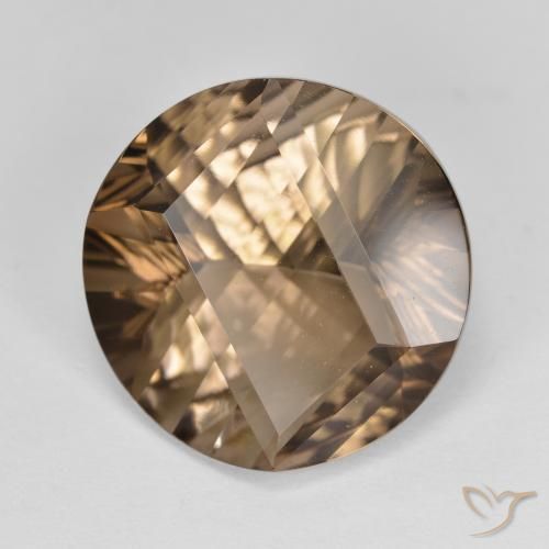 9.93 ct Brown Smoky Quartz Stone, Natural Smoky Quartz in Round Concave Cut Shape for Sale