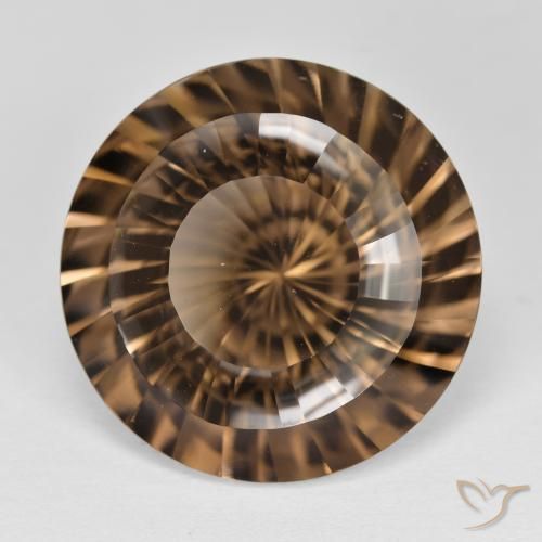 15.94 ct Brown Smoky Quartz Stone, Natural Smoky Quartz in Round Concave Cut Shape for Sale