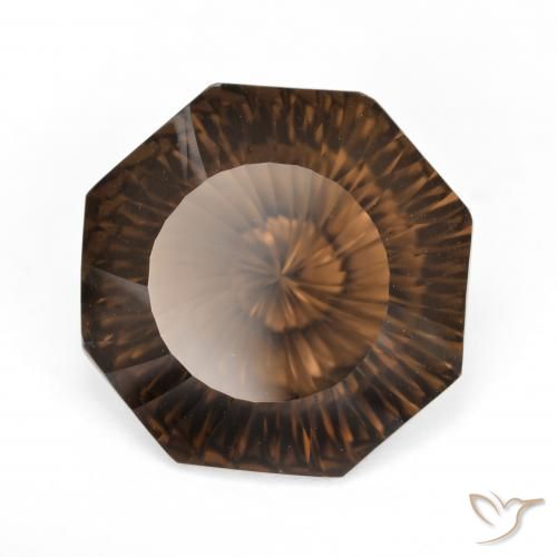 8.20 ct Brown Smoky Quartz Stone, Natural Smoky Quartz in Octagon Concave Cut Shape for Sale