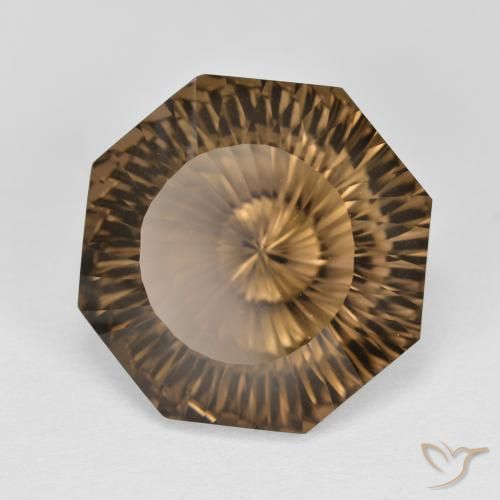 8.58 ct Brown Smoky Quartz Stone, Natural Smoky Quartz in Octagon Concave Cut Shape for Sale