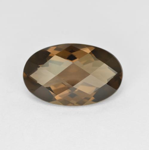 Warm Brown Smoky Quartz Gem - 3.3ct Oval Checkerboard (ID: 610066)