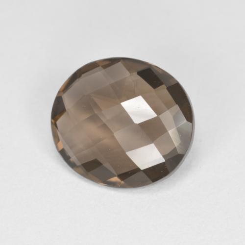 1.72 ct Brown Smoky Quartz Stone, Natural Smoky Quartz in Oval Checkerboard (double sided) Shape for Sale