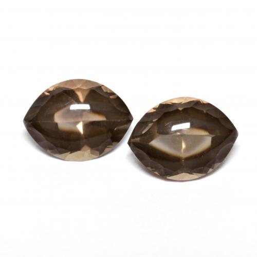 Par de Cuarzo Ahumado Marquesa a juego de 8,1 x 6mm - Peso 2,4 ct en total / promedio. 1,2 ct cada uno, piedra preciosa natural No tratado, color Marrón claro con claridad Transparente, dureza Mohs 7 Adecuado para joyas de uso diario, Photo A