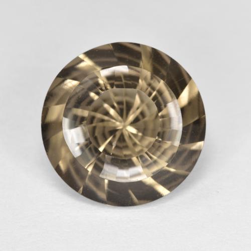 モカブラウン スモーキークォーツ 宝石 - 5.4ct ラウンドコンケーブカット (ID: 611435)