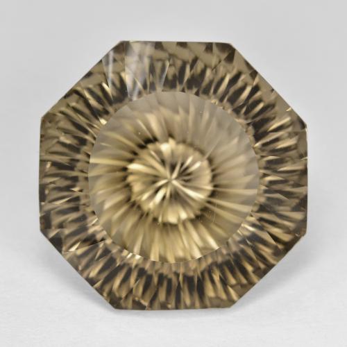 17.73ct Octagon Concave Cut Brown Smoky Quartz from Brazil, Dimension 18.1 x 18mm, Natural untreated Gemstone, VVS-VS Clarity, 1 piece Smoky Quartz in Medium Brown Color, Mohs Hardness of 7 suitable for daily wear jewelry, Photo A