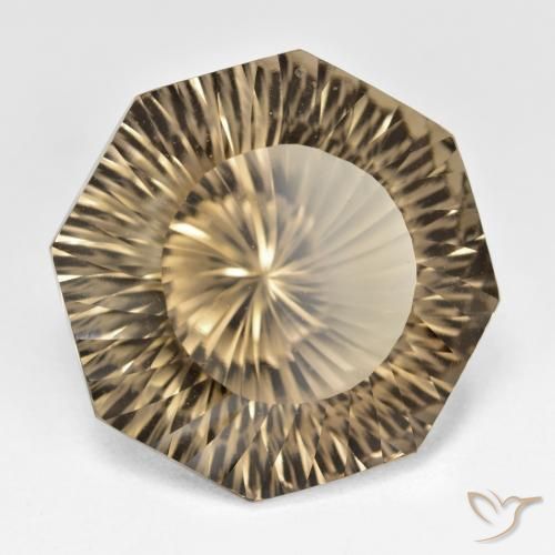 18.50 ct Brown Smoky Quartz Stone, Natural Smoky Quartz in Octagon Concave Cut Shape for Sale