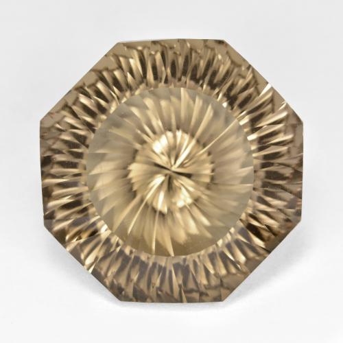17.99ct Octagon Concave Cut Brown Smoky Quartz from Brazil, Dimension 18.1 x 18.1mm, Natural untreated Gemstone, VVS-VS Clarity, 1 piece Smoky Quartz in Light Coffee Brown Color, Mohs Hardness of 7 suitable for daily wear jewelry, Photo A