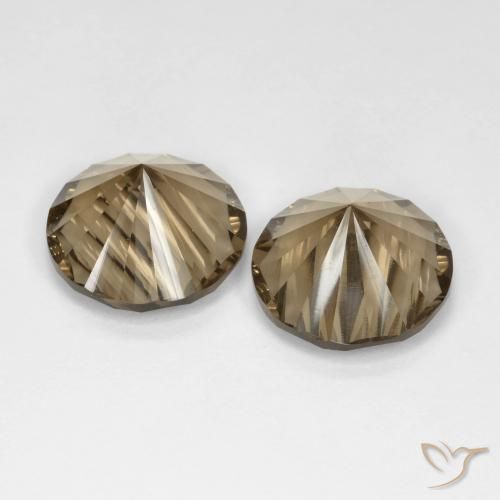 Smoky Quartz Gemstones in 12 mm (calibrated) Size for Sale, Smoky Quartz Stones in Medium-Light Brown Color