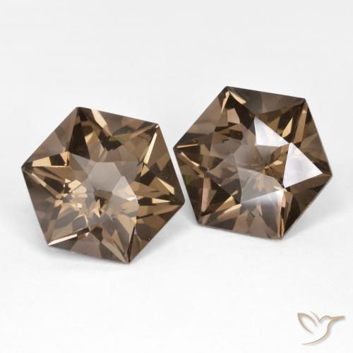 18.61 ctw Brown Smoky Quartz Stones, Natural Smoky Quartz in Hexagon Cut Shape for Sale
