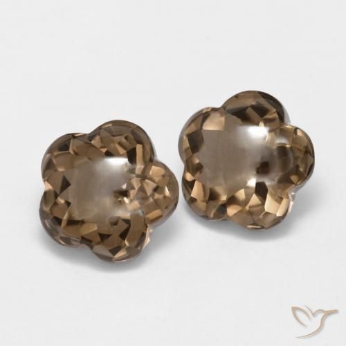 9.94 ctw Brown Smoky Quartz Stones, Natural Smoky Quartz in Flower-Cut Shape for Sale