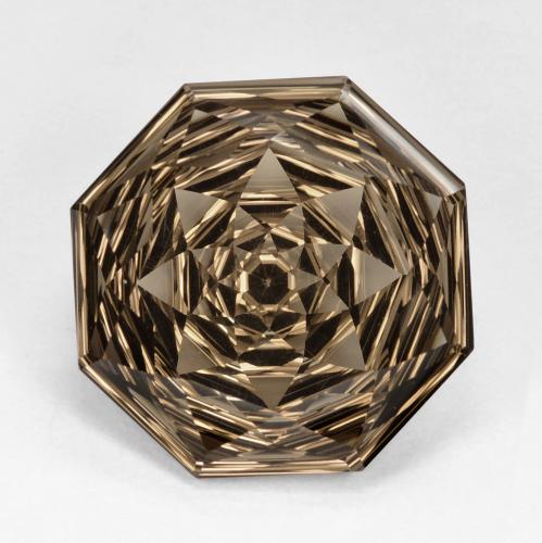 16.1 x 15.9mm Octagon / Emerald Cut Brown Smoky Quartz from Brazil, Weight of 13.02ct, Natural untreated Gemstone in VVS Clarity, 1pc Octagon Concave Cut Smoky Quartz - Color: Light Brown, Mohs Hardness of 7 suitable for daily wear jewelry, Photo A
