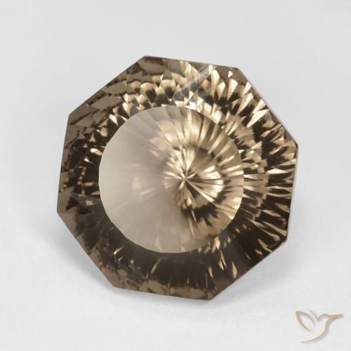 8.82 ct Brown Smoky Quartz Stone, Natural Smoky Quartz in Octagon Concave Cut Shape for Sale