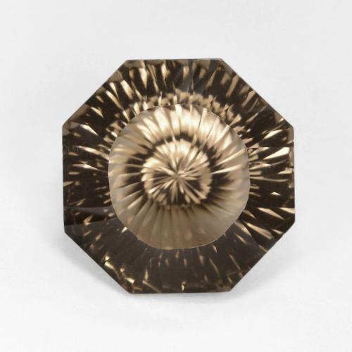 Medium-Light Brown Smoky Quartz Gem - 8.3ct Octagon Concave Cut (ID: 618794)