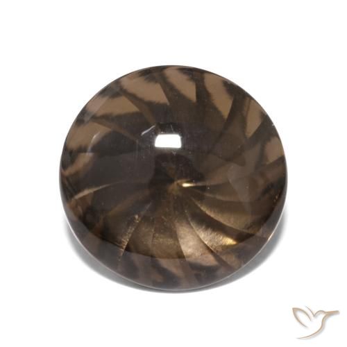 来自巴西 4,86 克拉圆形棕色烟晶,尺寸 12,1 mm 毫米,天然宝石,透明 净度,1 圆形凸面型烟晶,莫氏硬度为 7 适合日常佩戴饰品, Photo A