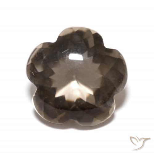 4.98ct Natural Hickory Brown Smoky Quartz, Flower Cut, Transparent