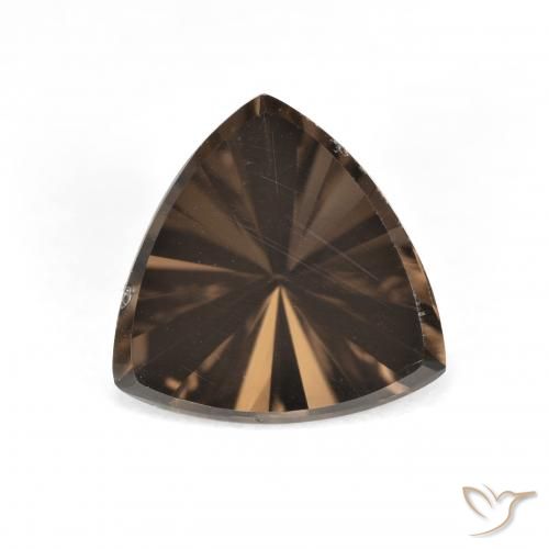 2.48ct Trillion Concave Cut Brown Smoky Quartz from Brazil, Dimension 10.1 x 10mm, Natural untreated Gemstone, VVS Clarity, 1 piece Smoky Quartz in Dark Brown Color, Mohs Hardness of 7 suitable for daily wear jewelry, Photo A