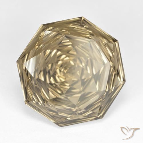 12.80 ct Brown Smoky Quartz Stone, Natural Smoky Quartz in Octagon Concave Cut Shape for Sale