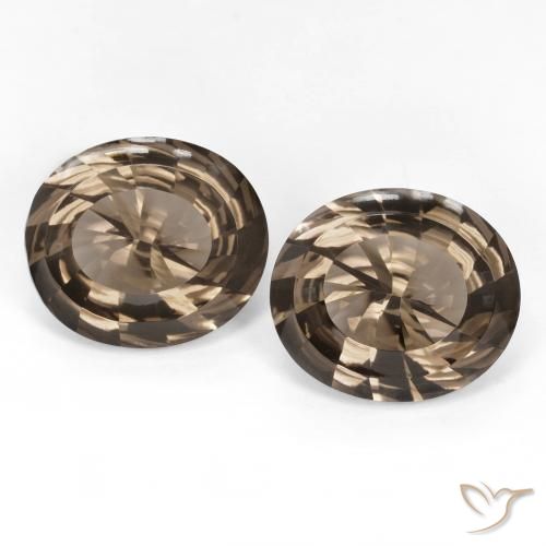 13.67 ct Oval Concave Cut Smoky Quartz, 14.2 x 12.1 mm From Brazil, Photo A