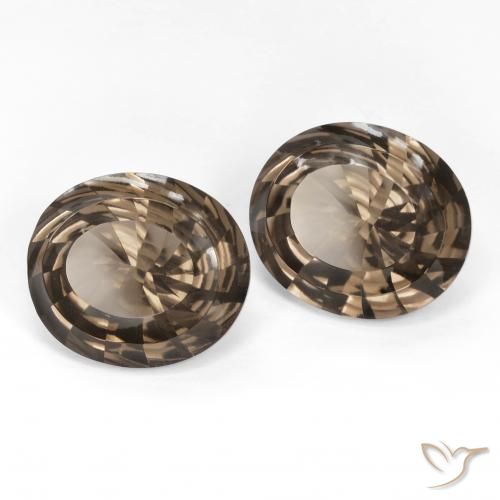 13.67 ctw Brown Smoky Quartz Stones, Natural Smoky Quartz in Oval Concave Cut Shape for Sale