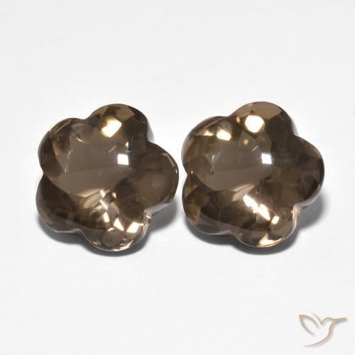 9.81 ctw Brown Smoky Quartz Stones, Natural Smoky Quartz in Flower-Cut Shape for Sale