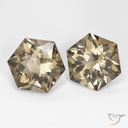 18.92 ctw Brown Smoky Quartz Stones, Natural Smoky Quartz in Hexagon Cut Shape for Sale