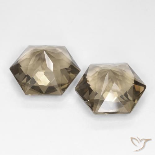 Smoky Quartz Gemstones in 16.1 x 14 mm Size for Sale, Smoky Quartz Stones in Light Yellow Brown Color
